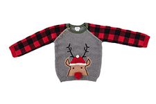 Mud Pie Buffalo Reindeer Sweater (12-18 Months) Grey