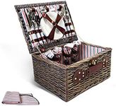 Deluxe 4 Person Picnic Basket Baskets Outdoor Corporate Gift Blanket Park