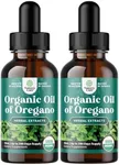 USDA Organic Oregano Oil Drops - Super Concentrated Organic Oil of Oregano Drops for Fast Absorption Digestive Health and Immune Support - Non GMO Vegan 100% Pure Oregano Oil Drops for Adults (2 Pack)