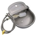 Tbrand 304 Stainless Steel Automatic Waterer Bowl for Dog Horse Goat Pig, with 1M Pipe(one end 3/4'') and Float Water Valve