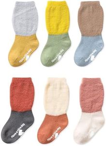 Baby Socks Non Slip Toddler Sock Soft Unisex for Infant Kids Boys Girls 6 Pairs 1-3T