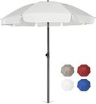 AMMSUN Patio Umbrella Market Table Umbrella 6.5 ft Tilt Steel Pole UPF50+ Protection, Great for Outdoor Garden Backyard, Elegant White