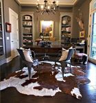 REAL/GENUINE COWHIDE LEATHER RUGS TRICOLOR COW FUR HIDE SKIN CARPET AREA (BROWN & WHITE, XXX-LARGE [36-44 SQFT])