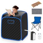 Multigot Portable Steam Sauna, Personal Full Body Sauna Spa with Remote Control, Folding Chair and Foot Massage Roller, Lightweight Foldable Home Sauna Tent (Black)