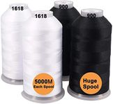 New brothreads - 40 Options- Various Assorted Color Packs of Polyester Embroidery Machine Thread Huge Spool 5000M for All Embroidery Machines -2Black+2White