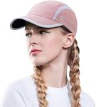 GADIEMKENSD Women's Foldable Light Cap Quick Dry Ultra-Thin Unstructured Tech Running Hat Reflective UPF 50+ Baseball Caps Cooling Ponytail Hats Fitted for Beach Tennis Travel Hiking Golf Pink