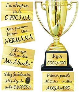 FIESTADEKOR Trofeo para Personalizar con Todo Tipo de Textos Especial para Regalo