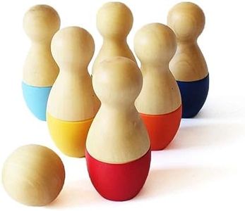 shumee Mini Wooden Bowling Set for Kids 2+ Years | Multicolor | 100% Child Safe & Non Toxic Colors | 6 Pins & 1 Ball | Indoor & Outdoor Fun Games | Kids & Toddlers Wooden Activity Toy