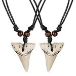 MILACOLATO 2pcs Shark Tooth Necklace Set Handmade Necklace with Adjustable Cotton Cord for Men