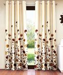 Home Sizzler 2 Pieces Digital Print Eyelet Polyester Door Curtains - 7 Feet, Brown