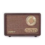 LoopTone FM AM Radio Retro Wood Radio with Bluetooth Play Mp3 and Antenna Built in Speaker for Kitchen Living Room