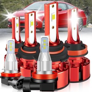 LTZXAP For Toyota Venza 2009-2016 Light Bulbs, 600% Brightness Hi and Lo Beam+Fog Light Bulbs, 36000LM Super Bright, 6500K Cool White, Plug-and-Play, 1:1 Size, 6PCS