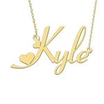 GR35Z9 Kyle Name Necklace Love Heart Pendant Necklace Dainty Stainless Steel Jewelry for Women