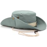 Fishing Hat Wide Brim Sun Protection Boonie Hat Breathable Double Layer Safari Bucket Cap for Man Woman Travel Camping Hiking Gardening Cyan