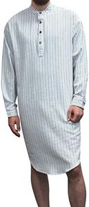 Lee Valley Men's Genuine Irish Cotton Flannel Nightshirt (X-Large, LV2 Blue Ivory Stripe)