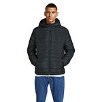 JACK & JONES Mens Hooded Padded Jacket Black XL