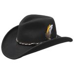 Stetson Amasa Western hat Wool Felt for Women/Men - Water-Repellent Felt hat - Cowboy hat Made in The USA - Packable Rodeo hat - Summer/Winter Wool Felt hat - Hat Black L (58-59 cm)