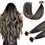 DOORES Tip Hair Extensions Real Human Hair 16 Inch 50g/50s, Balayage Natural Black to Light Blonde Keratin U Tip Human Hair Extensions Hot Fusion Hair Extensions