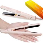 ANGENIL Pro Mini Titanium Ceramic Flat Iron for Short Hair, Mini Dual Voltage Hair Straightener 1.8 cm, Small Pink Flat Irons Anti-Scald Silicone Heat Resistant, Adjustable Temp (140℃- 160℃ -190℃)