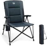 TIMBER RIDGE High Camping Chair for Adults Heavy Duty, 150kg Oversized Folding Garden Chairs Padded Comfy with High Back & Cup Holder, Portable Beach Fishing outdoor Picnic Dining Recliner
