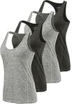 ROSYLINE Workout Tank Tops for Women Racerback Yoga Tops Quick Dry ​Activewear Tanks Black/Grey/Black/Grey XL