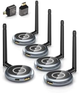 AIMIBO Wireless HDMI Transmitter and 4 Receivers, 5.8G @60Hz, Plug & Play HDMI Wireless Multiple TVs Extender for Streaming Video/Audio from Laptop, Camera, TV Box to TVs, Projectors, Monitors -165FT