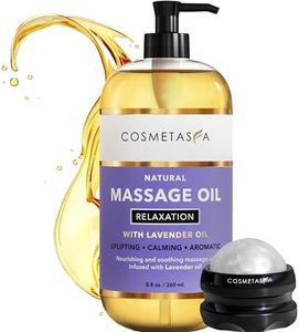 Lavender Relaxation Massage Oil with Massage Roller Ball - No Stain 100% Natural Blend of Spa Quality Oils for Calming, Aromatic, Soothing Massage Therapy