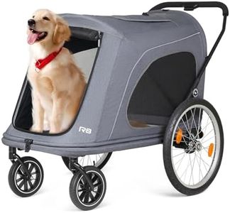 Beberoad Pets R8 Pro Extra Large Foldable Pet Stroller, Dog Stroller & Pet Trailer for Large Dogs Under 100 lbs, Unmovable, Disabled & Pregnant Dogs - Conveniently Carriable by Bike and Car, Grey