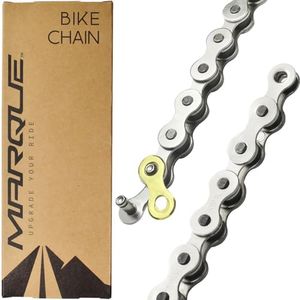 MARQUE Single Speed Bike Chain - Bicycle Chain for Fixed Gear Fixie Bike, Quick Link Included for Easy Installation, 1/2 x 1/8 inch, 112 Links - Bike Chains Replacement (1 Set, Single Speed Chain)