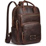 S-ZONE Vintage Genuine Leather Backpack Purse for Women Men Rucksack Travel Daypack with Luggage Sleeve