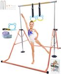 YOUTIFUN Fiberglass Gymnastics Bar, Kids Gym Equipment 5 Level Height Adjustable Pull Up Horizontal Gymnastic Bar, Gymnastics Equipment for Home for Girls & Boys, 3 to 12 years old (Salmon Pink)