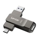 Lexar D40E 256GB Dual Drive USB 3.2 Gen 1 Type-C Jump Drive, USB-C Flash Drive Metal Housing Swivel Design Thumb Drive,Titanium Grey