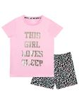 Harry Bear Girls Short Pyjamas Sleep Slogan Pink 10-11 Years