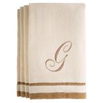 Monogrammed Gifts, Fingertip Towels, 11 x 18 Inches - Set of 4- Decorative Golden Brown Embroidered Towel - Extra Absorbent 100% Cotton- Personalized Gift- for Bathroom/Kitchen- Initial G (Ivory)