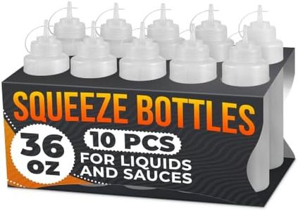 BURIUS 10-Pack 36oz Large Plastic Condiment Squeeze Bottles for Sauces, Oil
