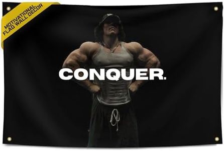 Gold Trident Flags Conquer Motivational Gym Flag – Sam Sulek Poster – Discipline Banner for Gym, Dorm, Home Workout Space – Cool Fitness Wall Decor – Durable Polyester, Double Stitched Flag – 3x5 Feet