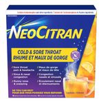 NeoCitran Cold & Sore Throat for Nighttime Relief, Lemon, 10 Count