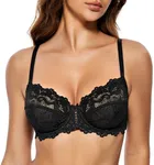 Wingslove Women's Sexy Lace Bra Non Padded Underwire Unlined Bra Full Coverage Plus Size Lace Bralette (Black, 38DDD)