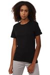 Reebok Women's Solid Regular Fit T-Shirt (BG811_Black S)