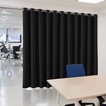 bluCOASTLINE Room Divider Curtain Black Privacy Curtain Living Room Partition Bedroom Blackout Curtains Home Theatre Darkening Curtain Extra Wide Backdrop Curtain, 15ft W x 8ft L, 1 Panel
