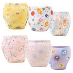 Upairy Potty Training Underwear, Absorbent and Soft Training Pants for Toddlers, Potty Training Underwear Boys & Girls, Reusable Cotton Training Underwear (6PCS,M)
