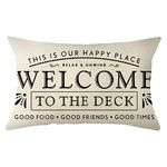 Ogiselestyle Welcome to The Deck Throw Pillow Cover, 12 x 20 Inch Farmhouse Cushion Case Decoration for Sofa Couch