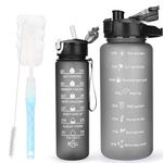 CodiCile 2 Pack Water Bottle BPA Free, 2 Liters Water Bottle & 750ml Water Bottle with Straw, Motivational Canteen Bottle with Time Marking,Leakproof Large Sport Drink Bottle for Women Men