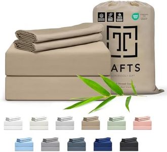 Tafts Bamboo Sheets Queen Size - 100% Pure Organic Viscose Bamboo Sheet Set - 400TC Bamboo Bed Sheets - 4 Pieces - 17” Deep Pocket - Silk Feel, Cooling, Anti-Static, Hypoallergenic (Nude Beige)