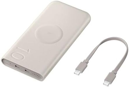 Samsung Caricabatterie Portatile Wireless, Power Bank Super Fast Charging 25W 10.000 mAh, 2 porte di ricarica USB-C e ricarica Wireless, Beige