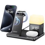 CESDAP 6 in 1 wireless charging station for apple charging station for multiple devices with alarm clock and night light charging station for iphone 15 14 13 for apple watch