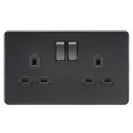 Knightsbridge SFR900MBB 2 GANG SOCKET - MATT BLACK