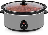 Andrew James 6.5L Slow Cooker, Removeable Easy Clean Ceramic Bowl, 3 Temperature Settings, Energy Efficient, Tempered Glass Lid, Cool Touch Handles & Non-Slip Feet (Grey)