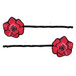FURE Metal Flower Bobby Hair Pins (Red) for Women