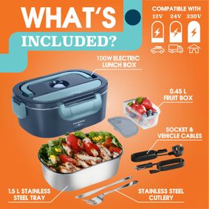 TRAVELISIMO Heated Lunch Box 1.5L – Portable Electric Food Warmer